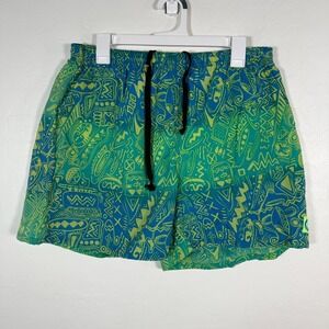 Vintage PCH Pacific Coast Highway Swim Trunks Mens Large Green Tiki Tribal Aloha
